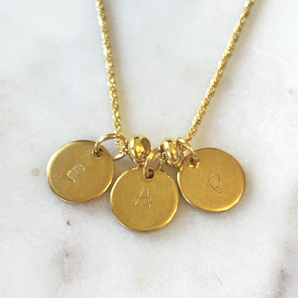 Personalised Initial Discs Necklace in Gold Vermeil