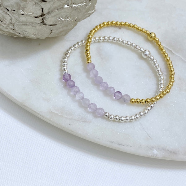 With Love Crystal Gemstone Beaded Stacking Bracelet - Choice of Stones