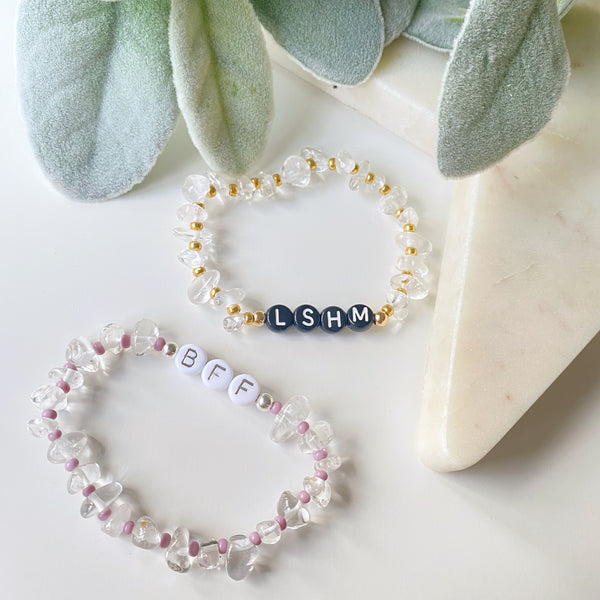 Karma Collection - Clear Quartz Rainbow Energy Personalised Bracelet