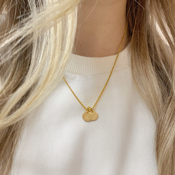 Personalised Initial Discs Necklace in Gold Vermeil