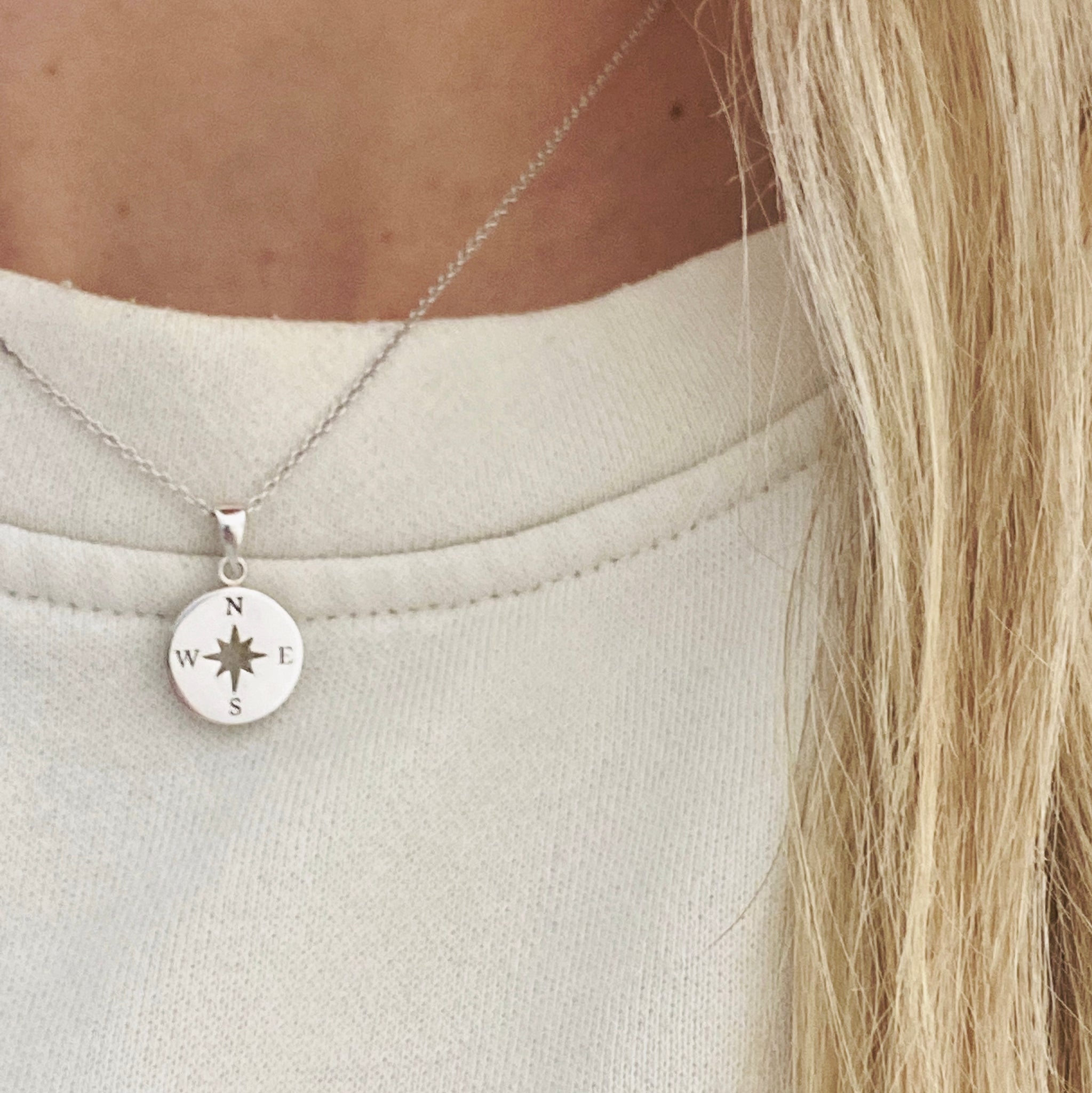 Silver Compass Necklace