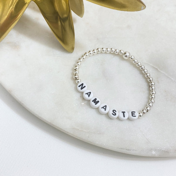 Mantra Bespoke Letter Bracelet 14kt Gold or Sterling Silver