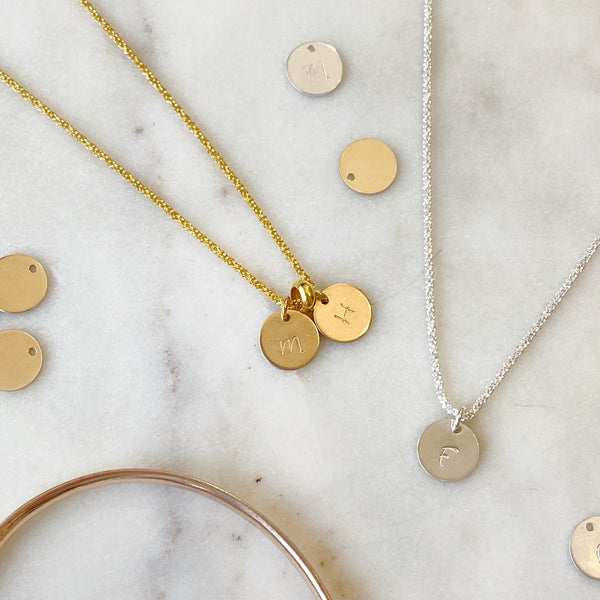 Personalised Initial Discs Necklace in Gold Vermeil