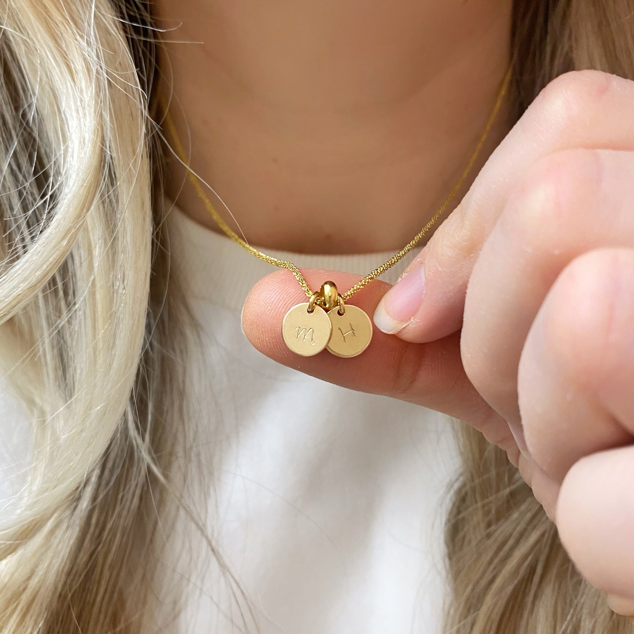 Personalised Initial Discs Necklace in Gold Vermeil