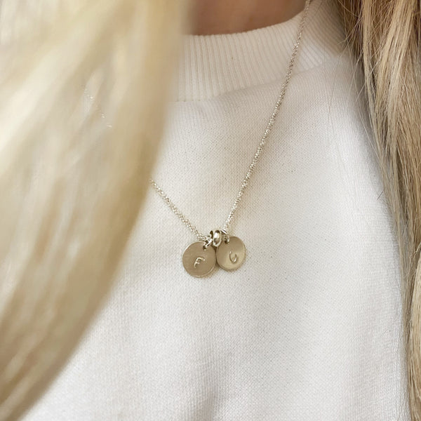 Personalised Initial Discs Necklace in Sterling Silver