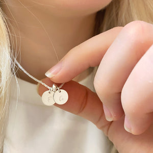 Personalised Initial Discs Necklace in Sterling Silver