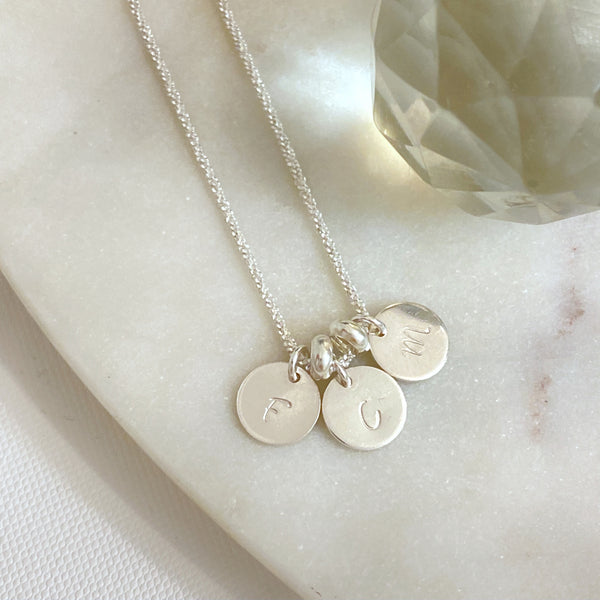 Personalised Initial Discs Necklace in Sterling Silver