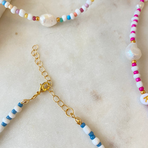 Multicoloured Personalised Beaded Necklace with Pearls