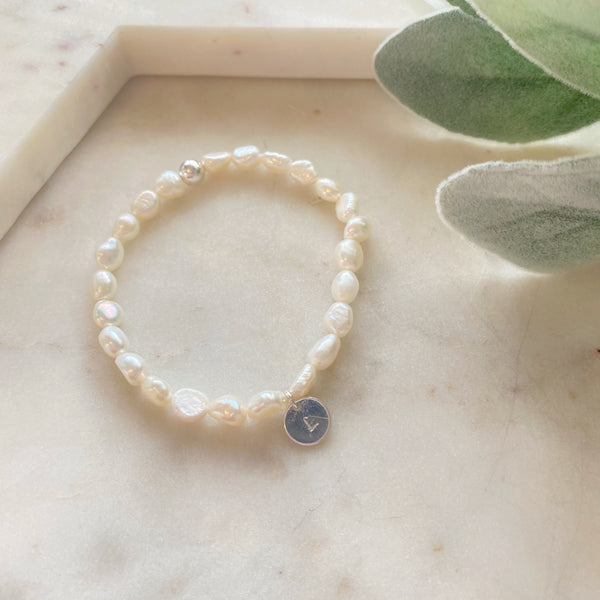 Pearl Bracelet with Personalised Initial Charm