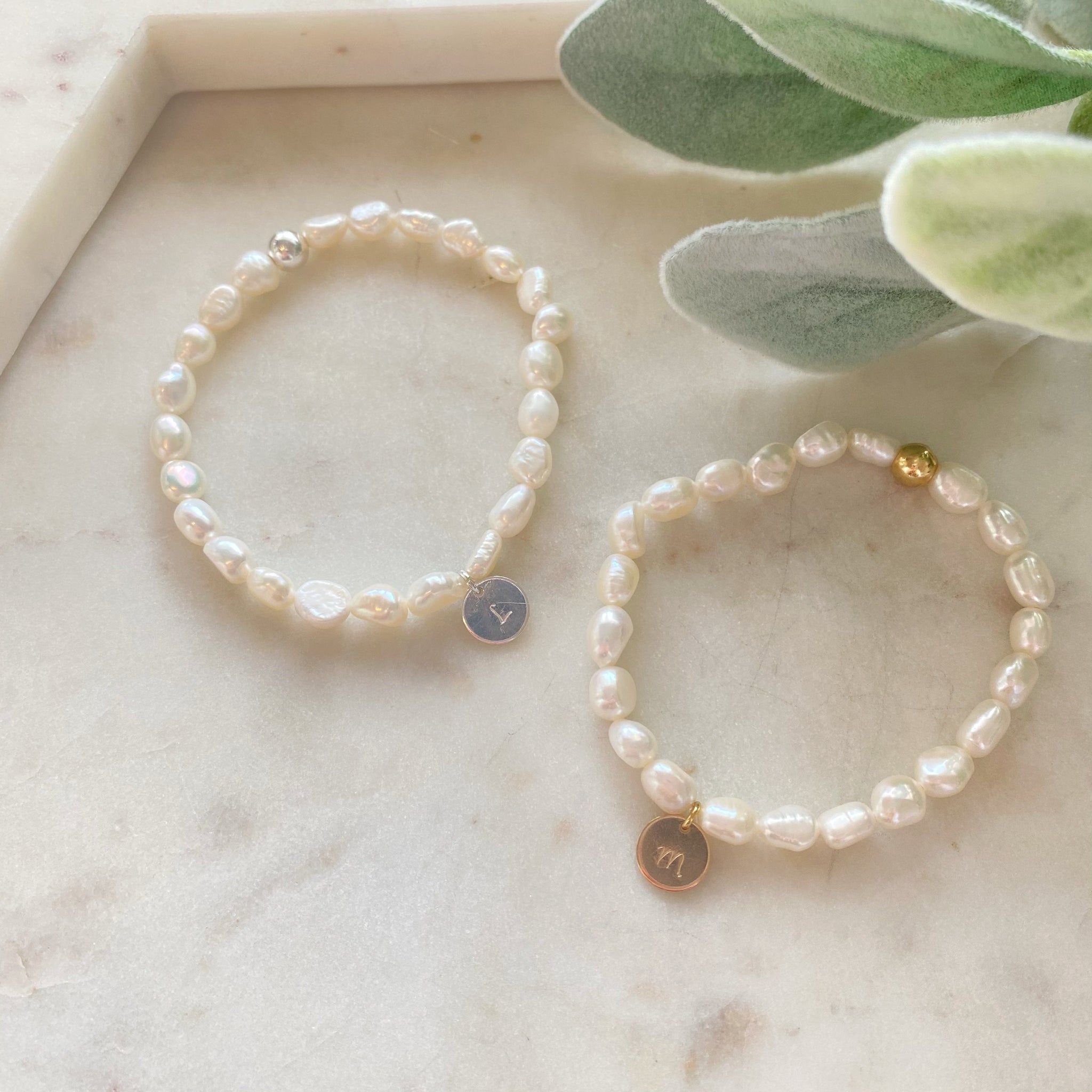 Pearl Bracelet with Personalised Initial Charm