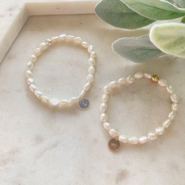 Pearl Bracelet with Personalised Initial Charm