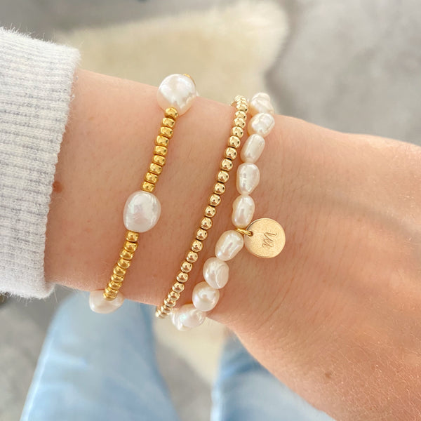 Pearl Bracelet with Personalised Initial Charm