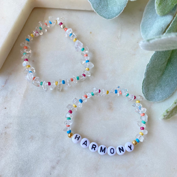 Karma Collection - Clear Quartz Rainbow Energy Personalised Bracelet