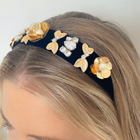Black and Gold Embellished Headband