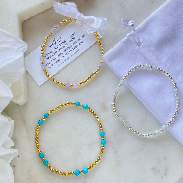 Two by Two Semi Precious Stone Beaded Stacking Bracelet - Choice of Stones