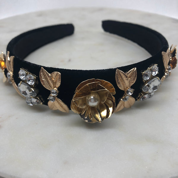 Black and Gold Embellished Headband