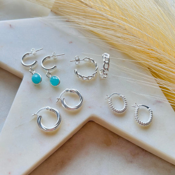 Bobble Huggie Hoops in Silver or Gold