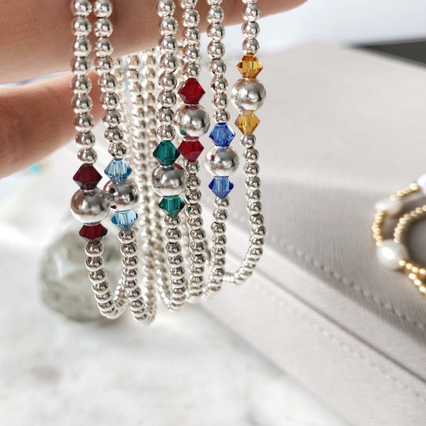 Birthstone Collection - Sterling Silver Swarovski Crystal Birthstone Bracelet