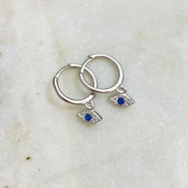 Silver Evil Eye Huggies